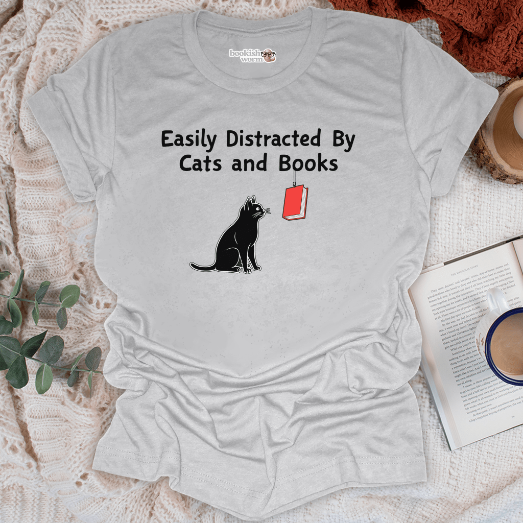 Easily Distracted By Cats & Books T-Shirt