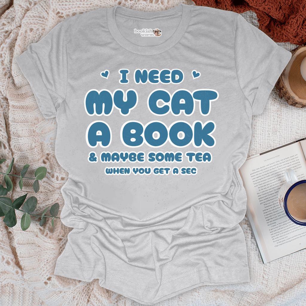 Cat, Book, and Tea T-Shirt