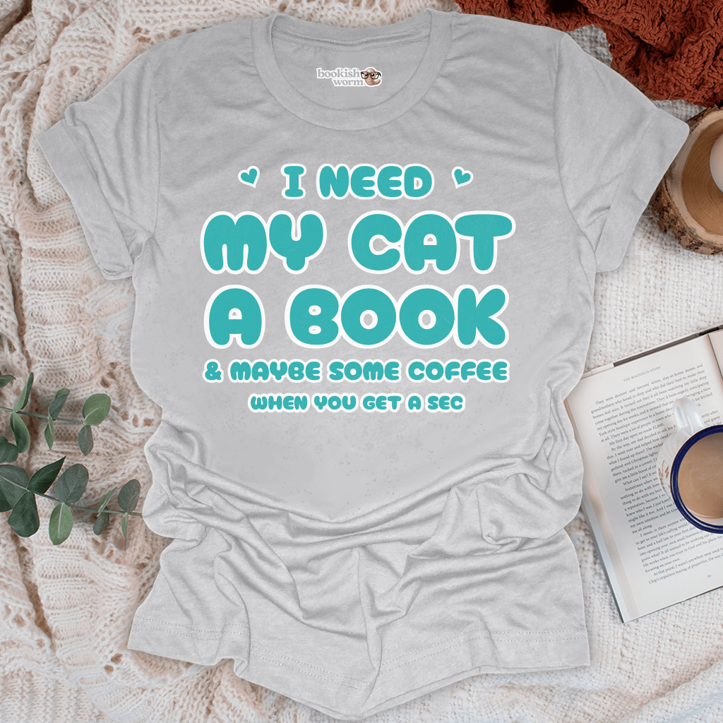 Cat, Book, and Coffee T-Shirt