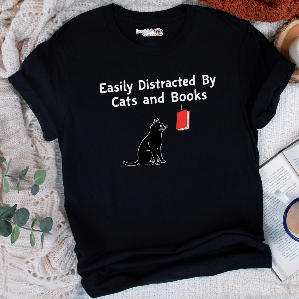 Easily Distracted By Cats & Books T-Shirt