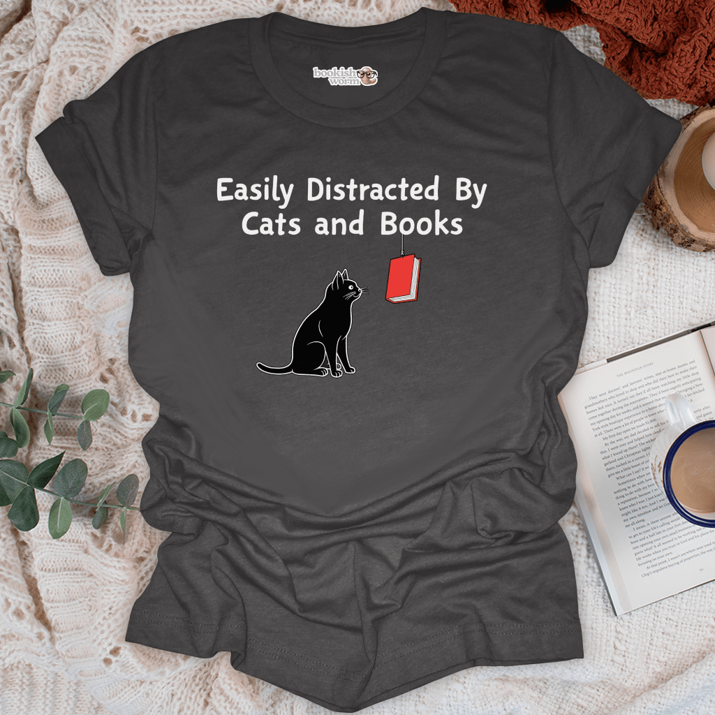 Easily Distracted By Cats & Books T-Shirt