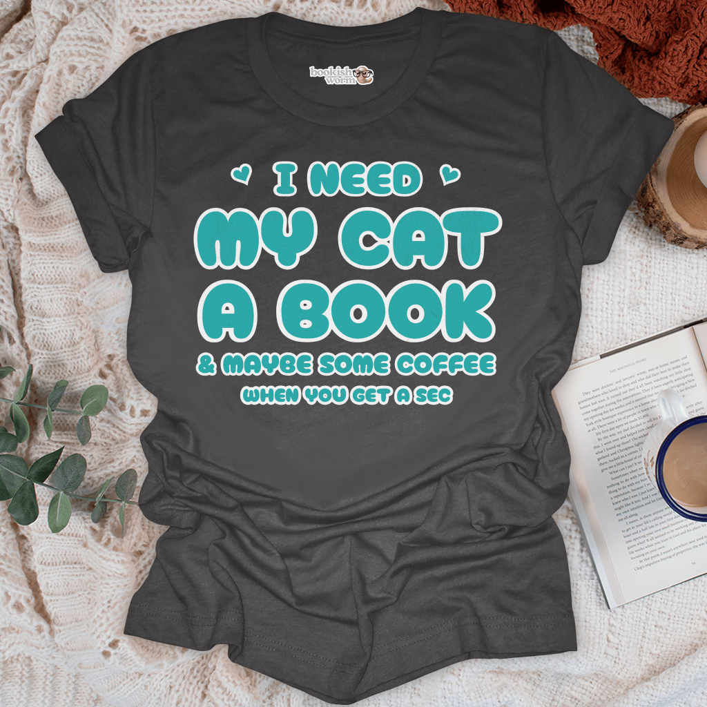 Cat, Book, and Coffee T-Shirt