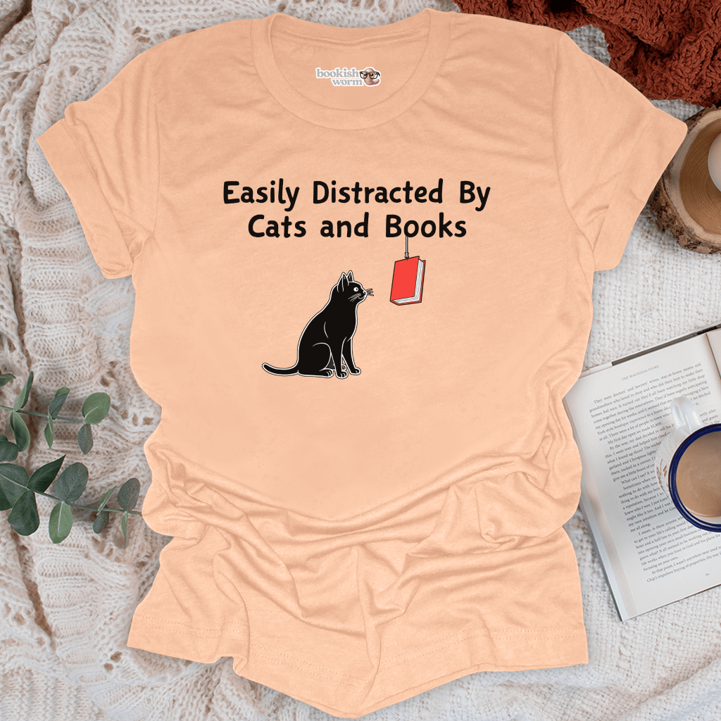 Easily Distracted By Cats & Books T-Shirt