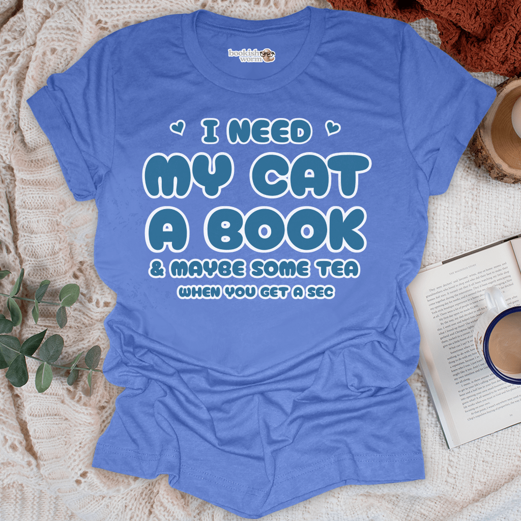 Cat, Book, and Tea T-Shirt