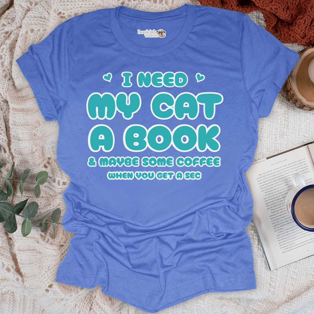 Cat, Book, and Coffee T-Shirt