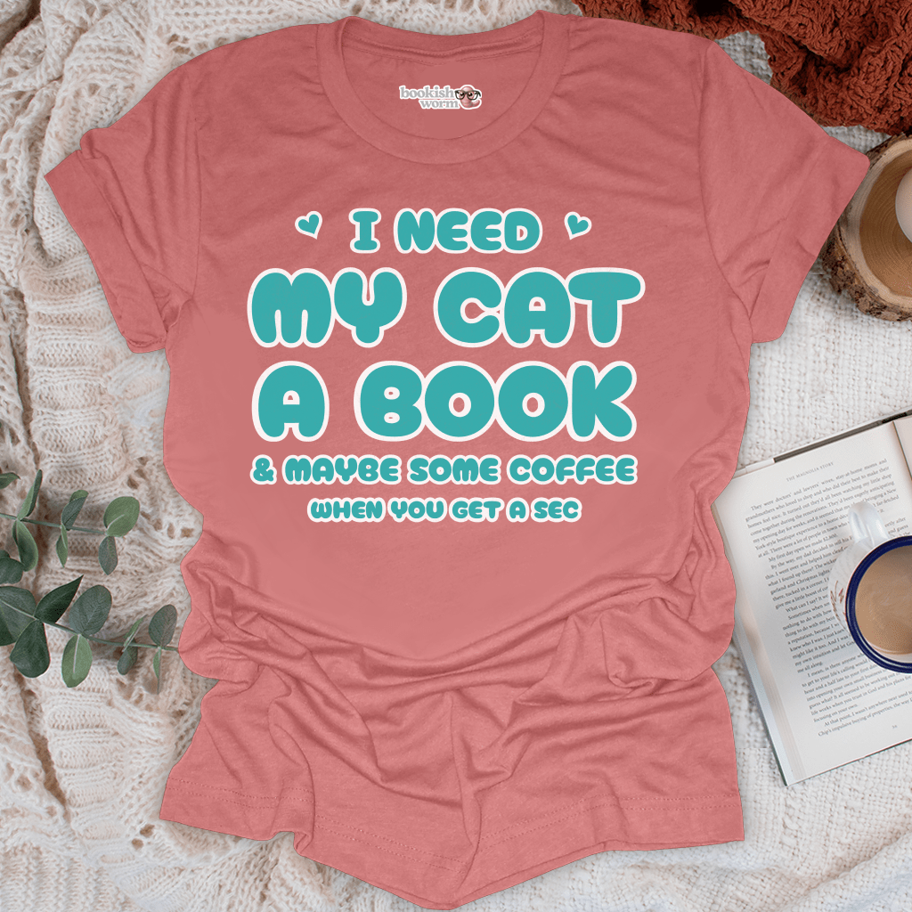 Cat, Book, and Coffee T-Shirt