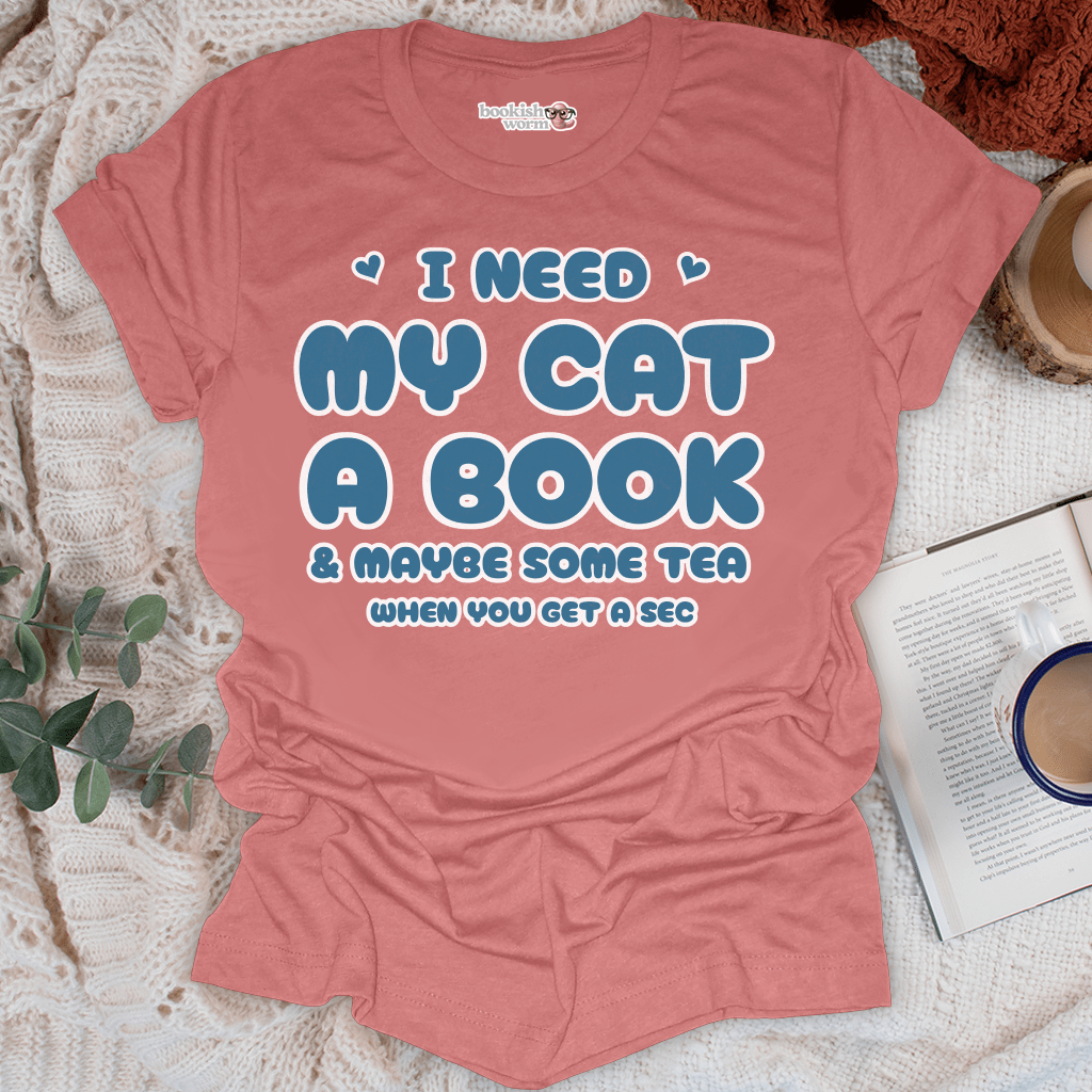 Cat, Book, and Tea T-Shirt