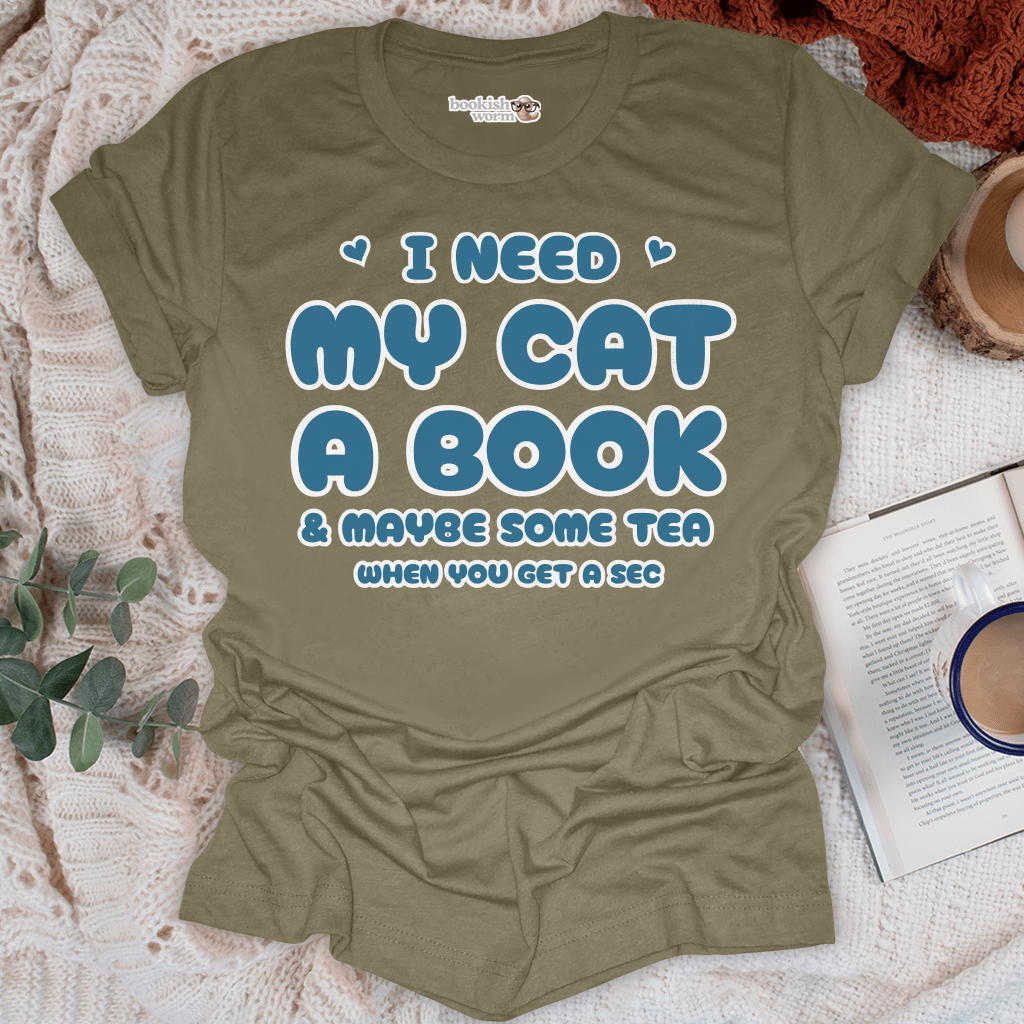 Cat, Book, and Tea T-Shirt