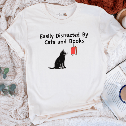 Easily Distracted By Cats & Books T-Shirt