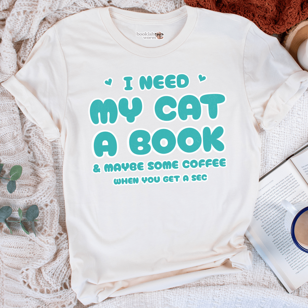 Cat, Book, and Coffee T-Shirt