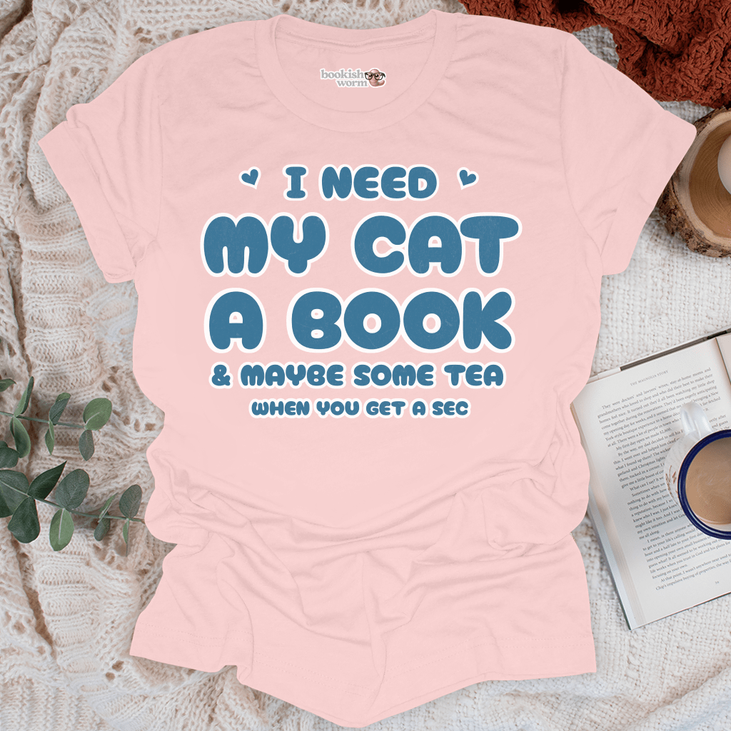 Cat, Book, and Tea T-Shirt