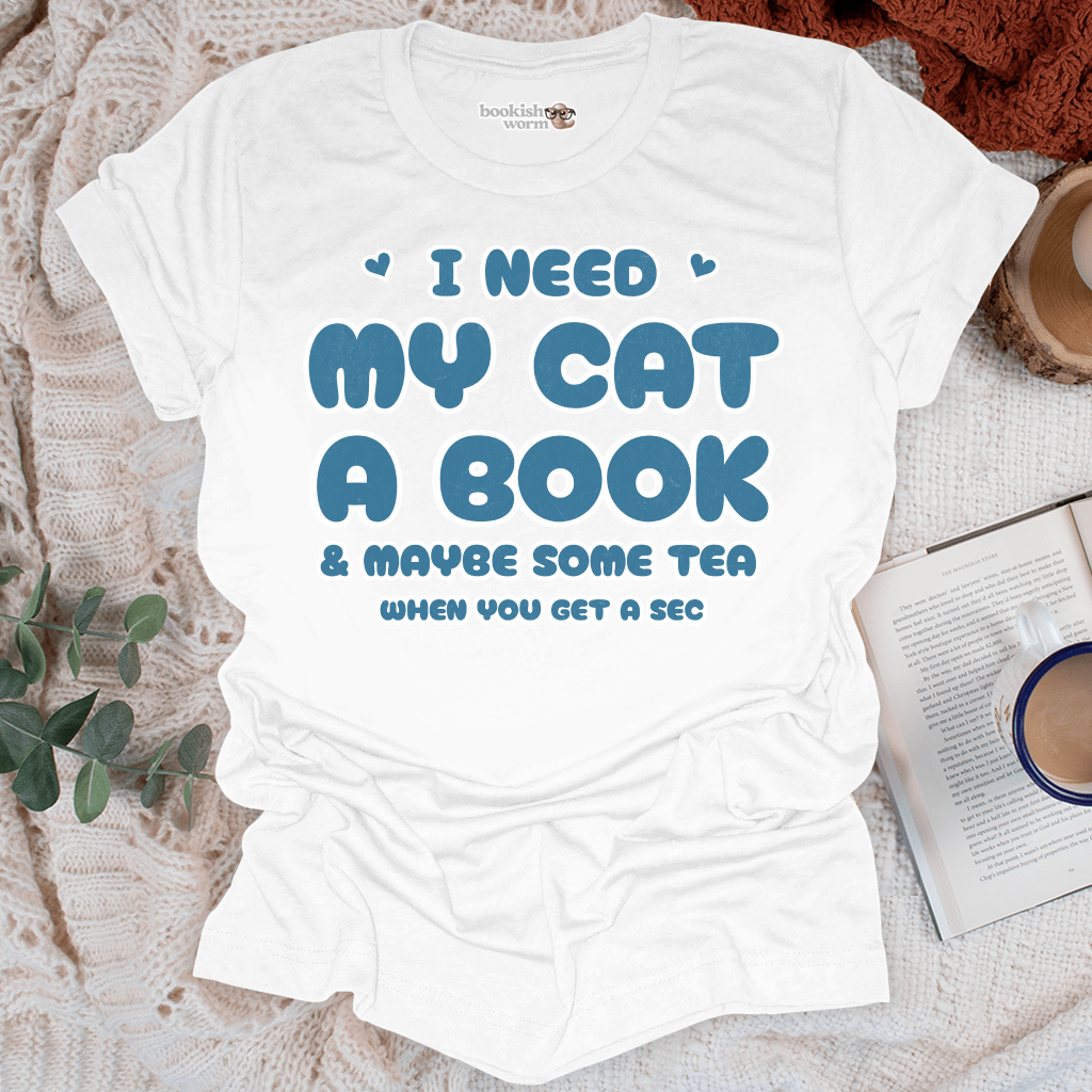 Cat, Book, and Tea T-Shirt