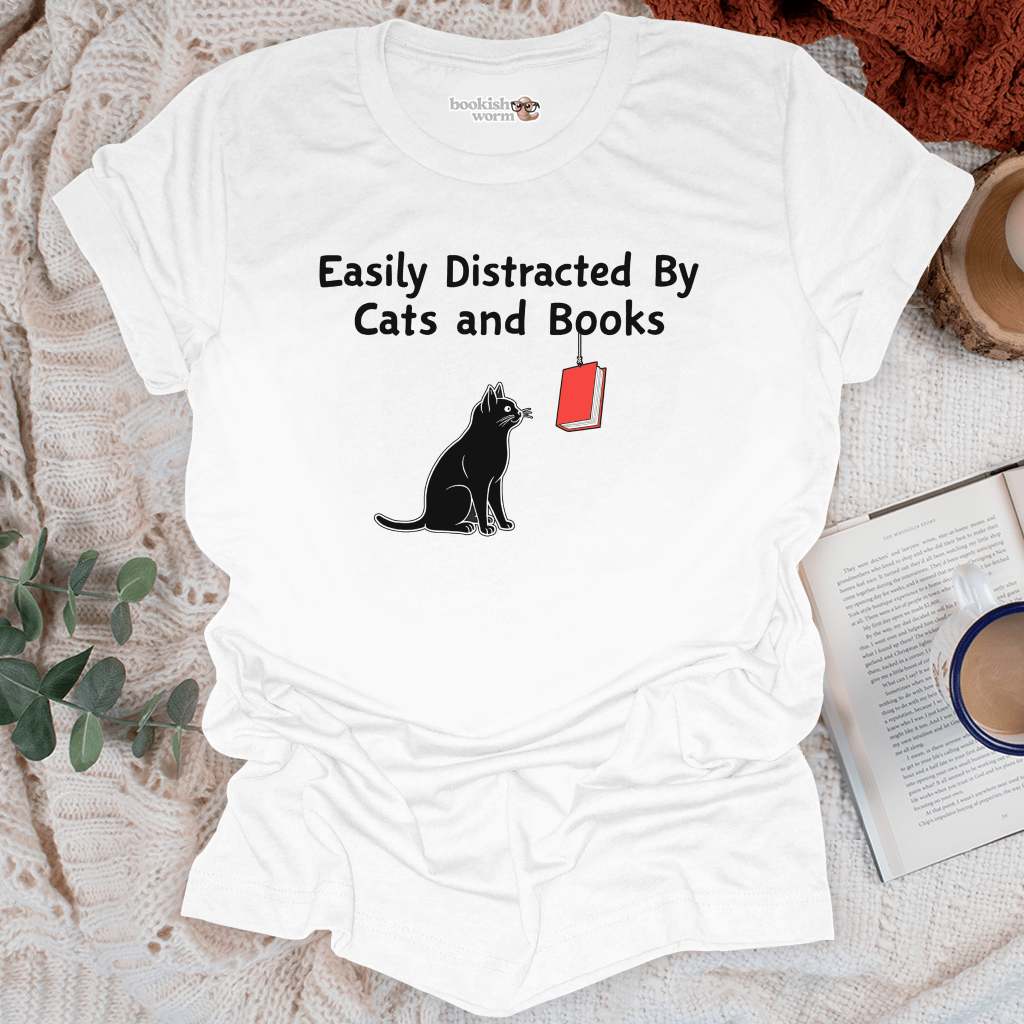 Easily Distracted By Cats & Books T-Shirt